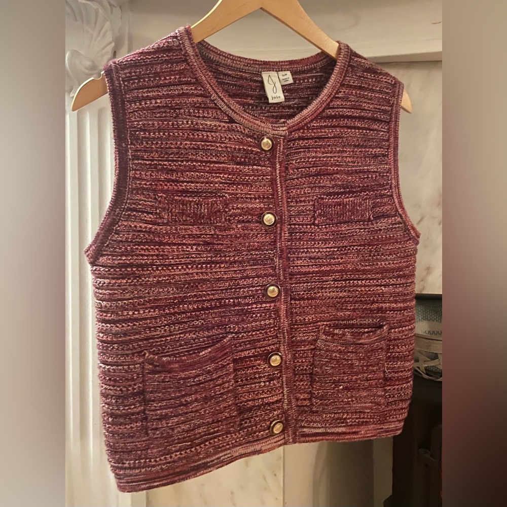 Joie Burgundy Textured Knit Cardigan